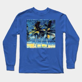 Starry Night Palm Trees Long Sleeve T-Shirt